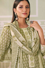 Elegant Mal Mal Cotton Straight Cut Salwar Kameez with Hand Block Prints